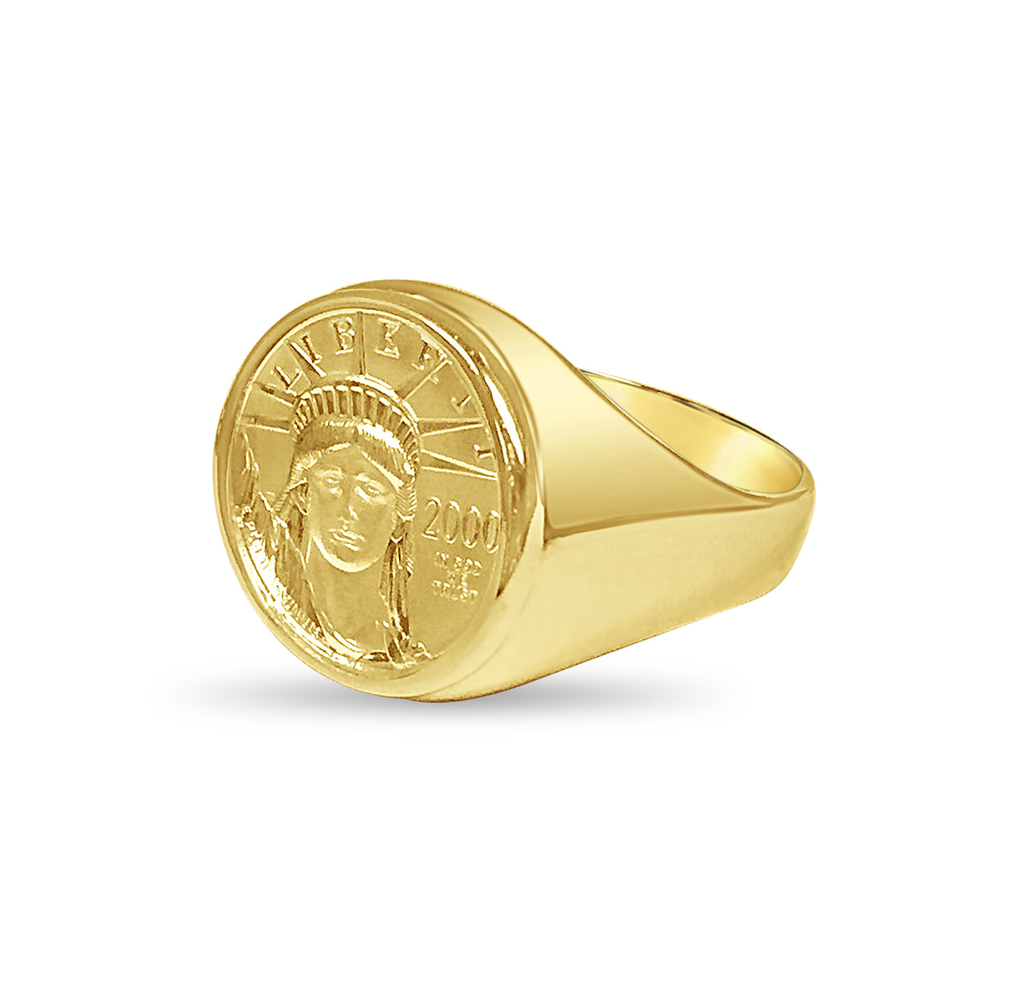 Fancy Solid White/Yellow/Rose Gold Handmade Coin Ring , 1/10oz Coin ,