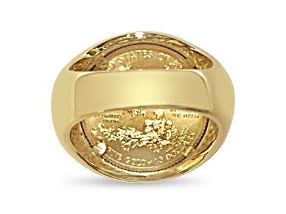 Fancy Solid White/Yellow/Rose Gold Handmade Coin Ring , 1/4oz Coin ,