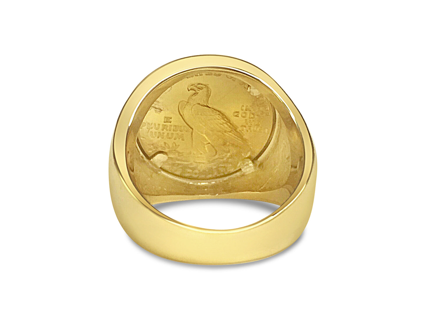 Fancy Solid White/Yellow/Rose Gold Handmade Coin Ring , Indian Head Coin ,