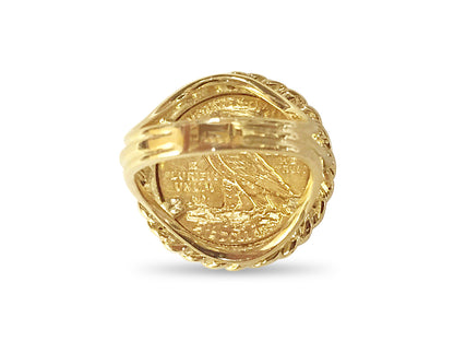 Fancy Solid White/Yellow/Rose Gold Handmade Coin Ring , Indian Head Coin ,