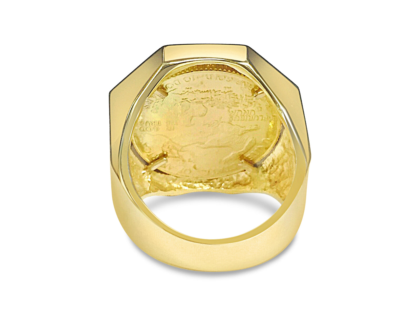 Fancy Solid White/Yellow/Rose Gold Handmade Coin Ring , 1/4oz Coin ,