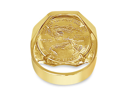 Fancy Solid White/Yellow/Rose Gold Handmade Coin Ring , 1/2oz Coin ,