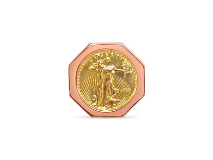 Fancy Solid White/Yellow/Rose Gold Handmade Coin Ring , 1/4oz Coin ,