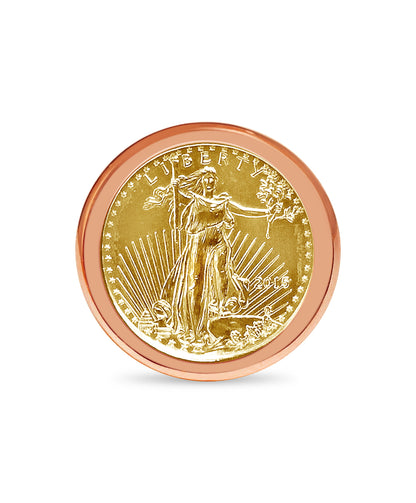 Fancy Solid White/Yellow/Rose Gold Handmade Coin Ring , 1/4oz Coin ,