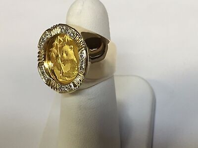 Diamond Fancy Solid White/Yellow/Rose Gold Handmade Coin Ring , Chinese Panda Bear Coin ,