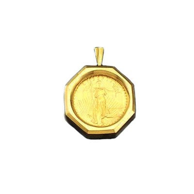 Fancy Solid White/Yellow/Rose Gold Handmade Coin Pendant , 1/10oz Coin ,