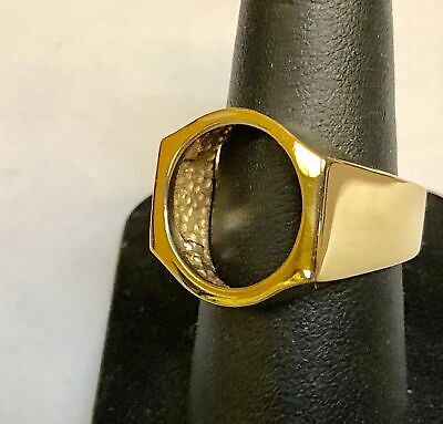 Fancy Solid White/Yellow/Rose Gold Handmade Coin Ring , 1/10oz Coin ,