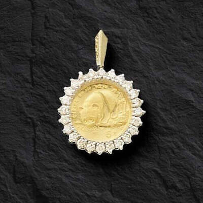 Diamond Fancy Solid White/Yellow/Rose Gold Handmade Coin Pendant , Chinese Panda Bear Coin ,