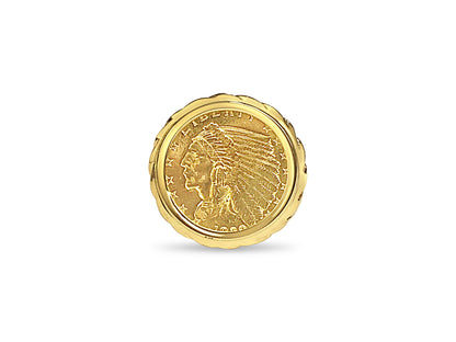 Fancy Solid White/Yellow/Rose Gold Handmade Coin Ring , Indian Head Coin ,