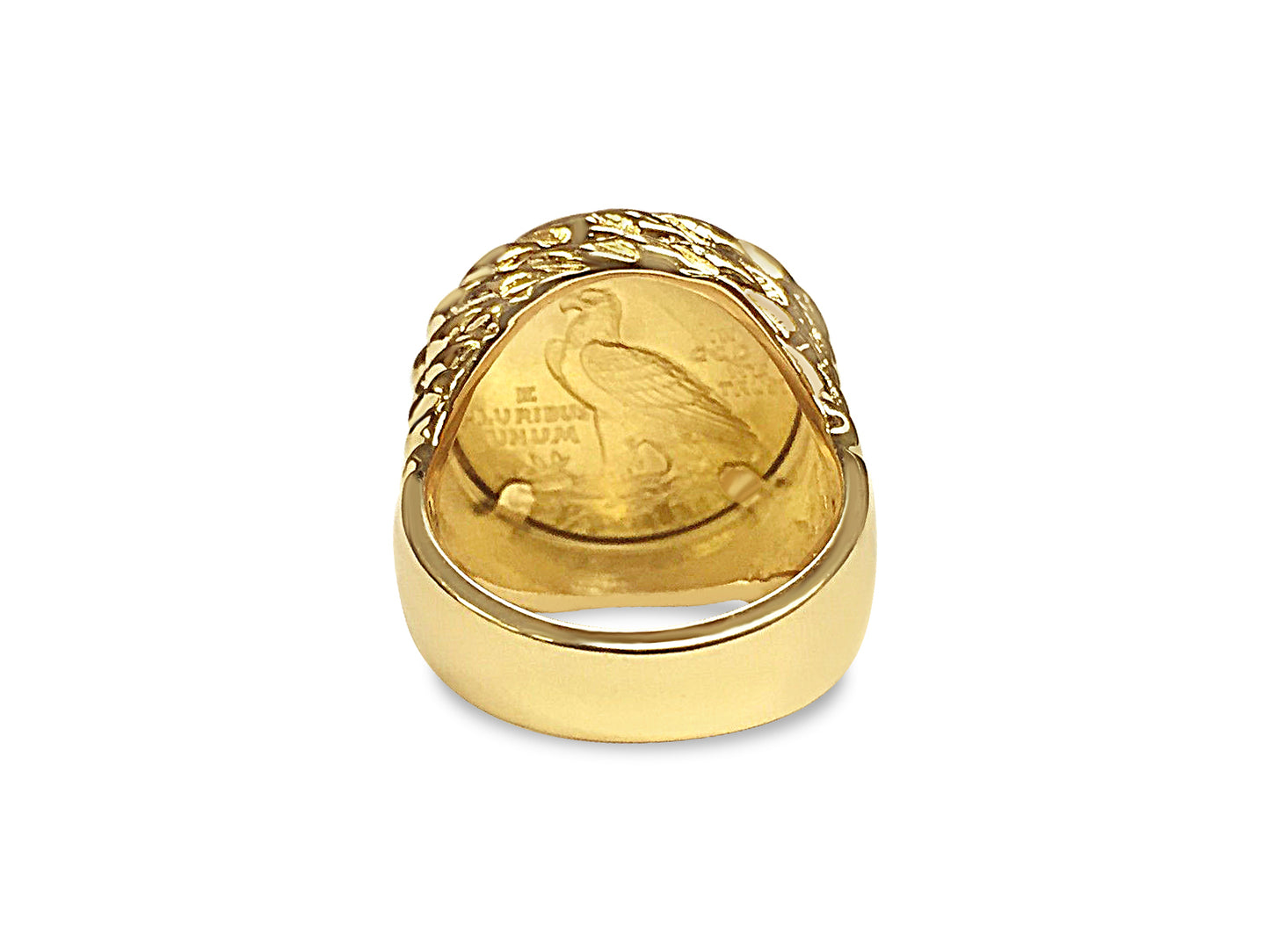 Fancy Solid White/Yellow/Rose Gold Handmade Coin Ring , Indian Head Coin ,