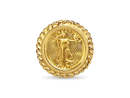 Fancy Ladies Solid White/Yellow/Rose Gold Handmade Coin Ring , 1/10oz Coin ,