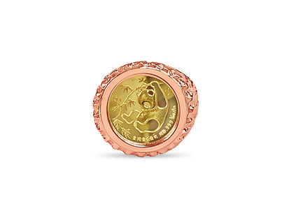 Fancy Solid White/Yellow/Rose Gold Handmade Coin Ring , Chinese Panda Bear Coin ,