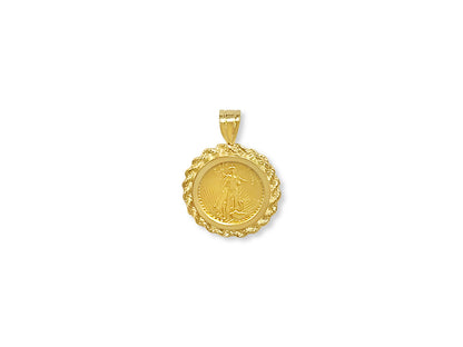 Rope Frame Solid White/Yellow/Rose Gold Handmade Coin Pendant , 1/10oz Coin ,