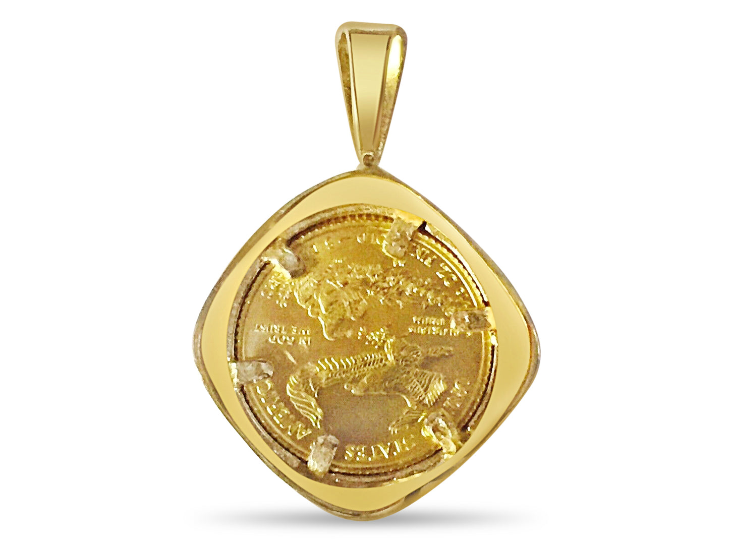 Fancy Solid White/Yellow/Rose Gold Handmade Coin Pendant , 1/10oz Coin ,