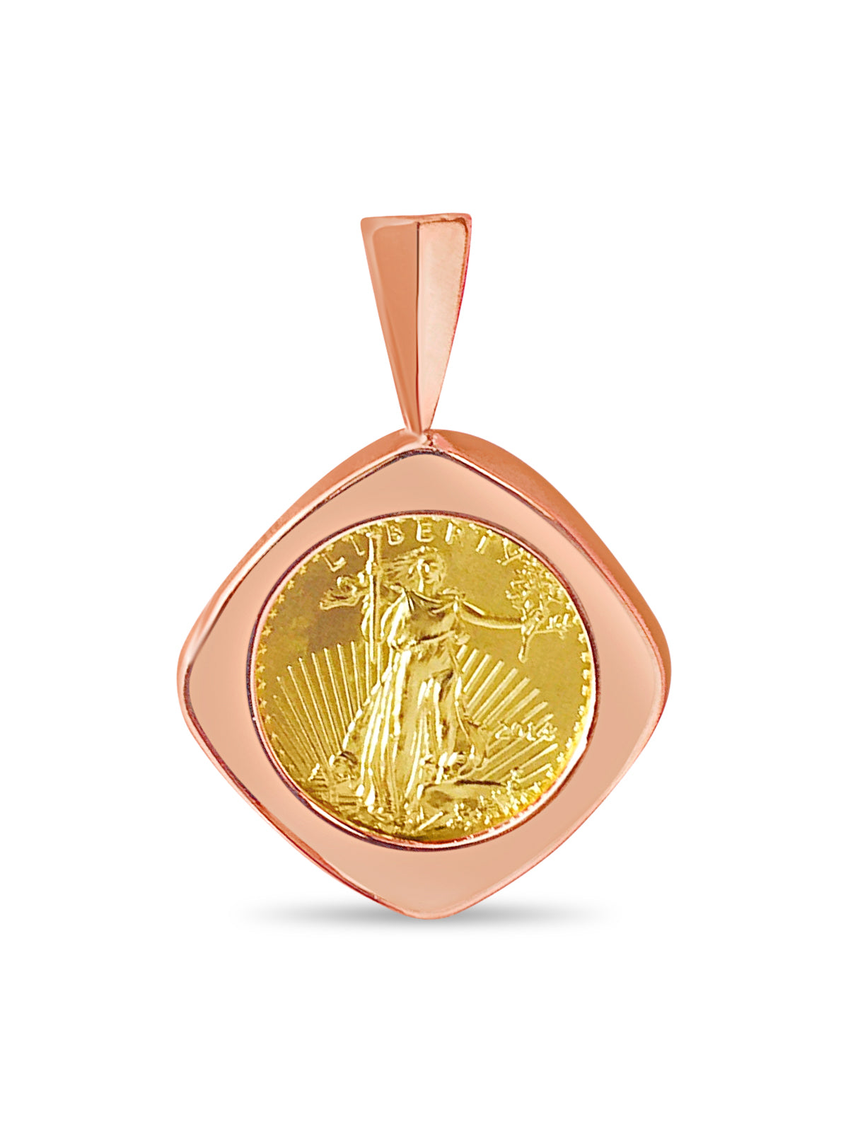 Fancy Solid White/Yellow/Rose Gold Handmade Coin Pendant , 1/10oz Coin ,