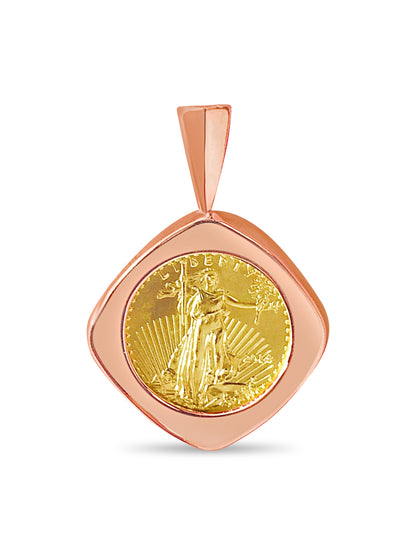 Fancy Solid White/Yellow/Rose Gold Handmade Coin Pendant , 1/10oz Coin ,