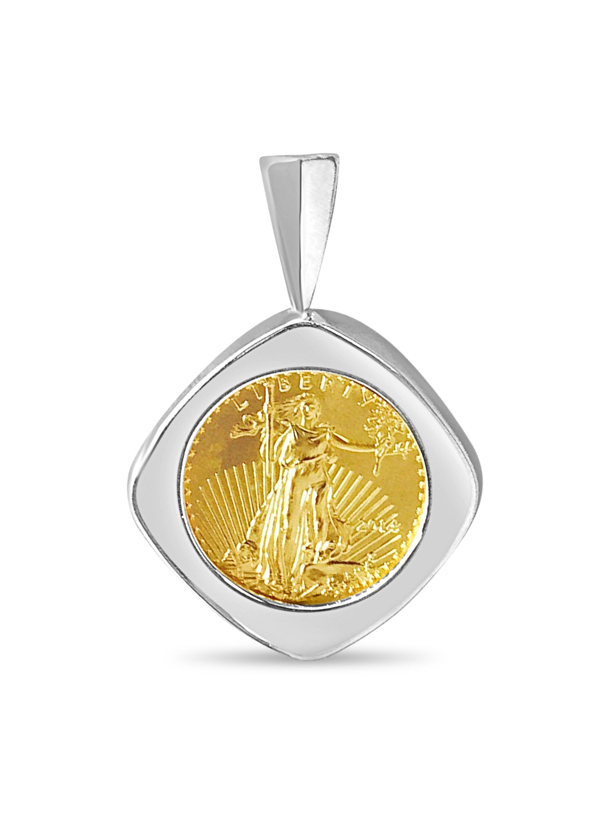 Fancy Solid White/Yellow/Rose Gold Handmade Coin Pendant , 1/10oz Coin ,