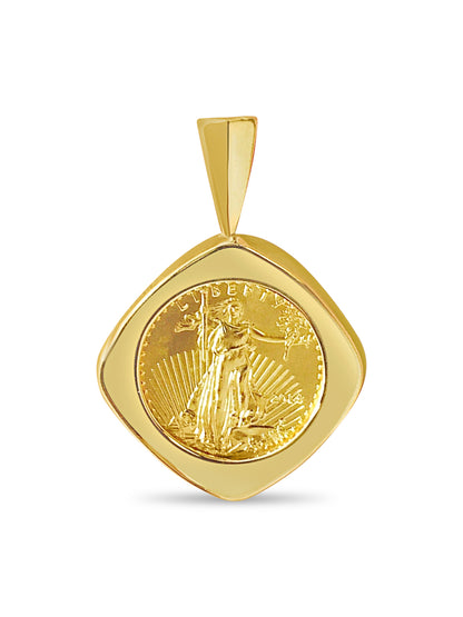 Fancy Solid White/Yellow/Rose Gold Handmade Coin Pendant , 1/10oz Coin ,