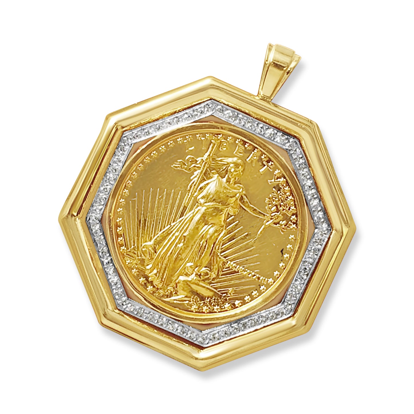 Fancy Solid White/Yellow/Rose Gold Handmade Coin Pendant , 1oz Coin ,