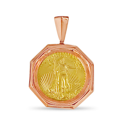 Fancy Solid White/Yellow/Rose Gold Handmade Coin Pendant , 1/4oz Coin ,