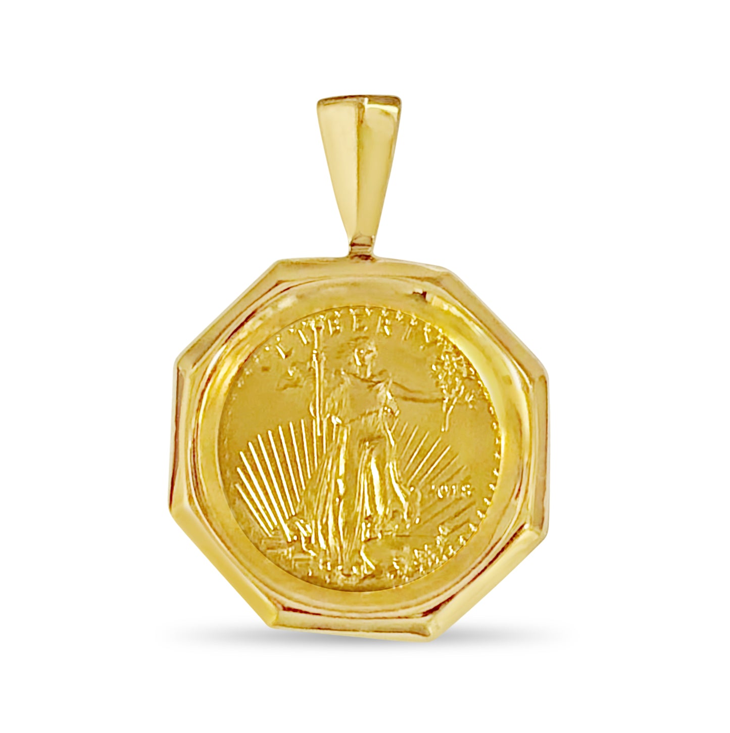 Fancy Solid White/Yellow/Rose Gold Handmade Coin Pendant , 1/4oz Coin ,