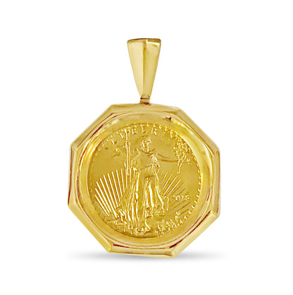 Fancy Solid White/Yellow/Rose Gold Handmade Coin Pendant , 1/4oz Coin ,