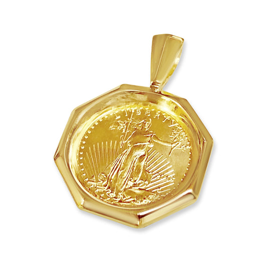 Fancy Solid White/Yellow/Rose Gold Handmade Coin Pendant , 1/4oz Coin ,