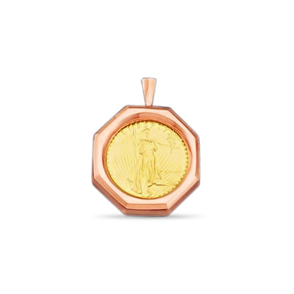 Fancy Solid White/Yellow/Rose Gold Handmade Coin Pendant , 1oz Coin ,