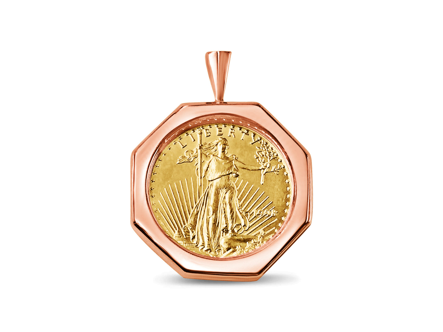 Fancy Solid White/Yellow/Rose Gold Handmade Coin Pendant , 1/2oz Coin ,