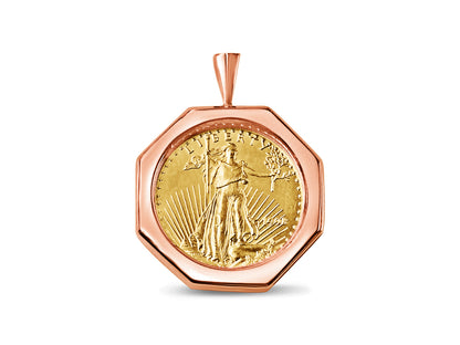 Fancy Solid White/Yellow/Rose Gold Handmade Coin Pendant , 1/2oz Coin ,