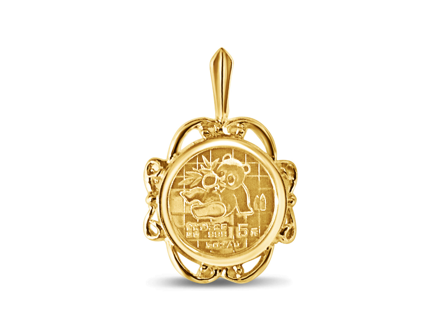 Fancy Solid White/Yellow/Rose Gold Handmade Coin Pendant , Chinese Panda Bear Coin ,