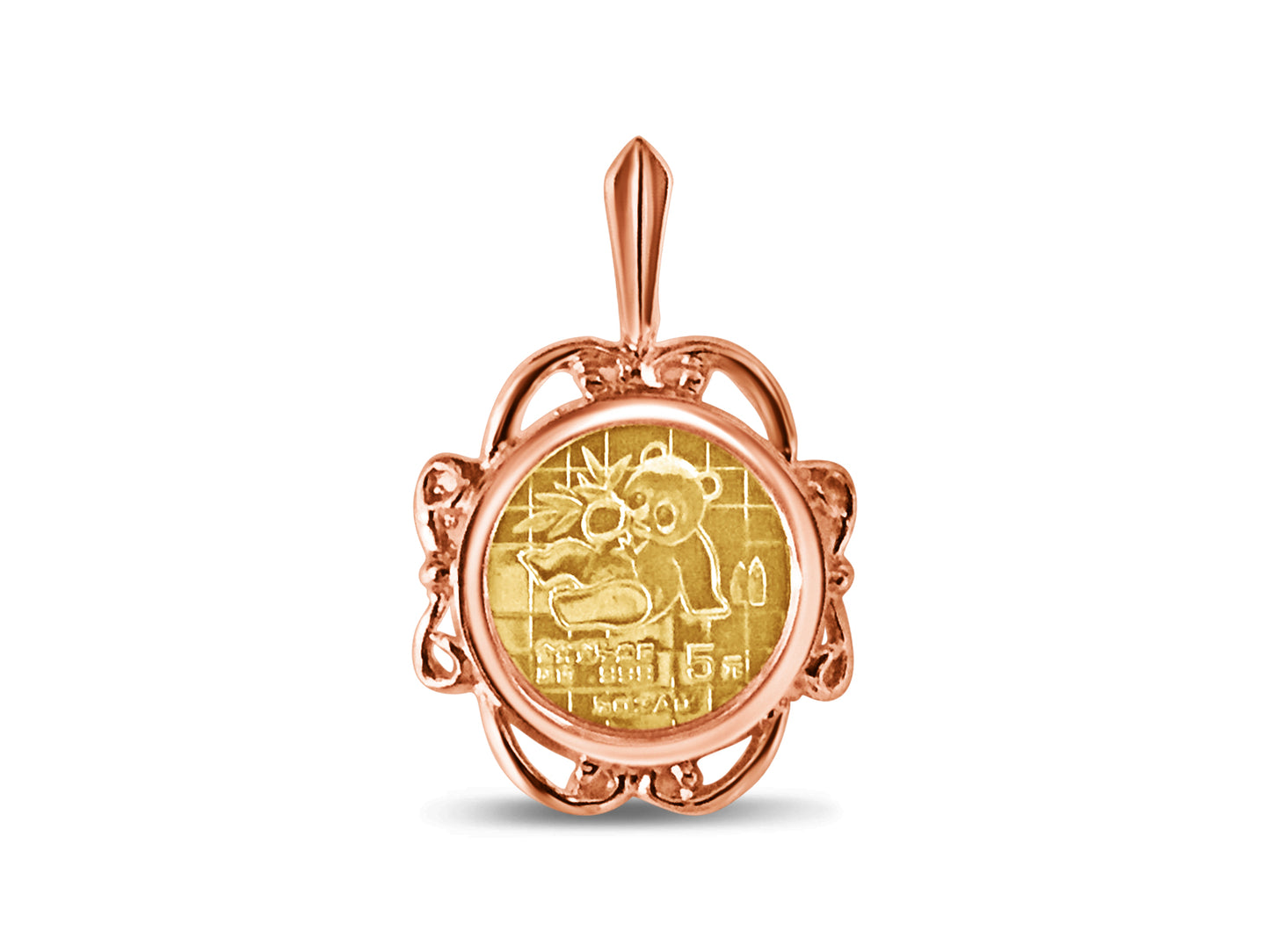 Fancy Solid White/Yellow/Rose Gold Handmade Coin Pendant , Chinese Panda Bear Coin ,