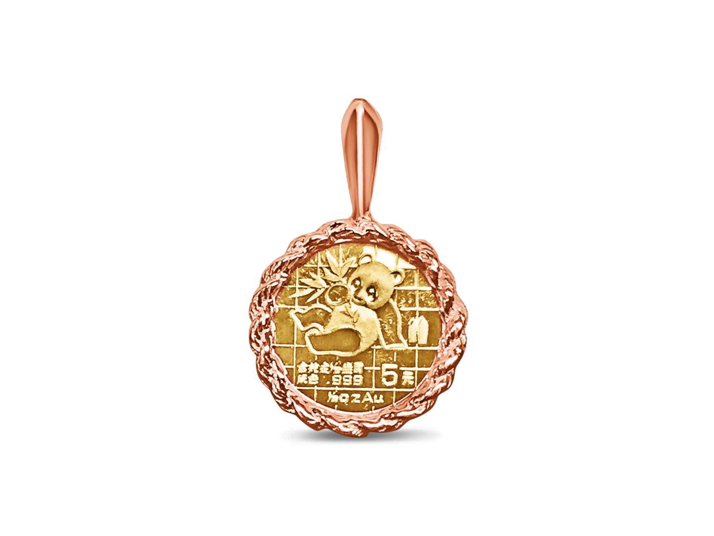 Fancy Solid White/Yellow/Rose Gold Handmade Coin Pendant , Chinese Panda Bear Coin ,