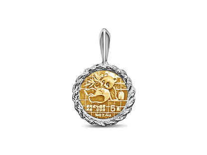 Fancy Solid White/Yellow/Rose Gold Handmade Coin Pendant , Chinese Panda Bear Coin ,