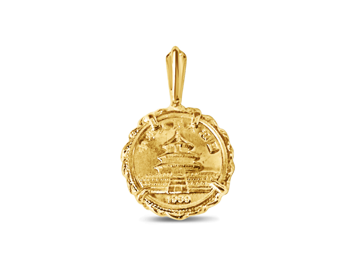 Fancy Solid White/Yellow/Rose Gold Handmade Coin Pendant , Chinese Panda Bear Coin ,