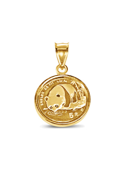 Classic Solid White/Yellow/Rose Gold Handmade Coin Pendant , Chinese Panda Bear Coin ,