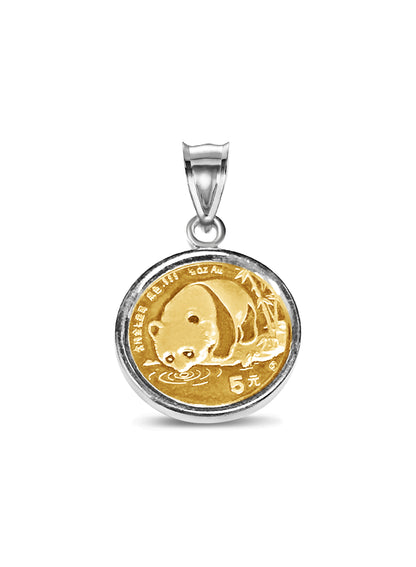 Classic Solid White/Yellow/Rose Gold Handmade Coin Pendant , Chinese Panda Bear Coin ,