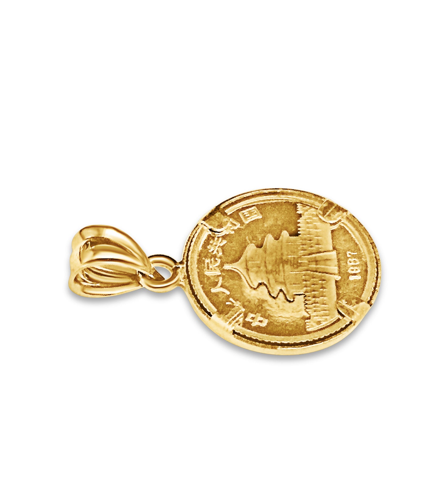 Classic Solid White/Yellow/Rose Gold Handmade Coin Pendant , Chinese Panda Bear Coin ,