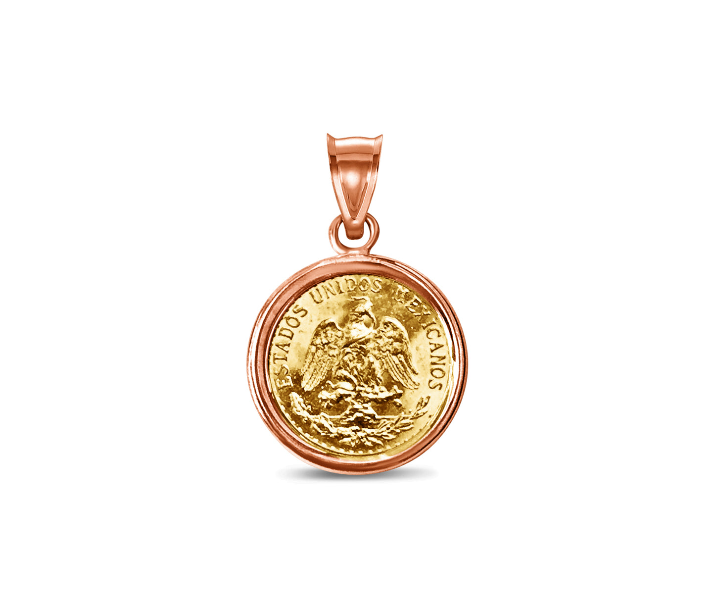 Classic Solid White/Yellow/Rose Gold Handmade Coin Pendant , Dos Pesos Coin ,