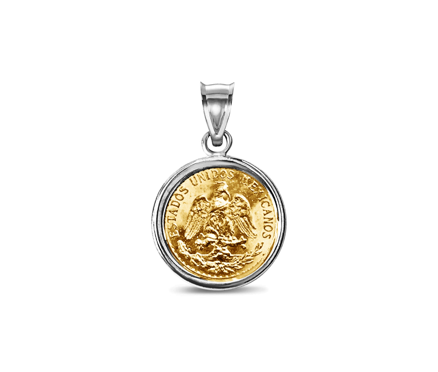 Classic Solid White/Yellow/Rose Gold Handmade Coin Pendant , Dos Pesos Coin ,