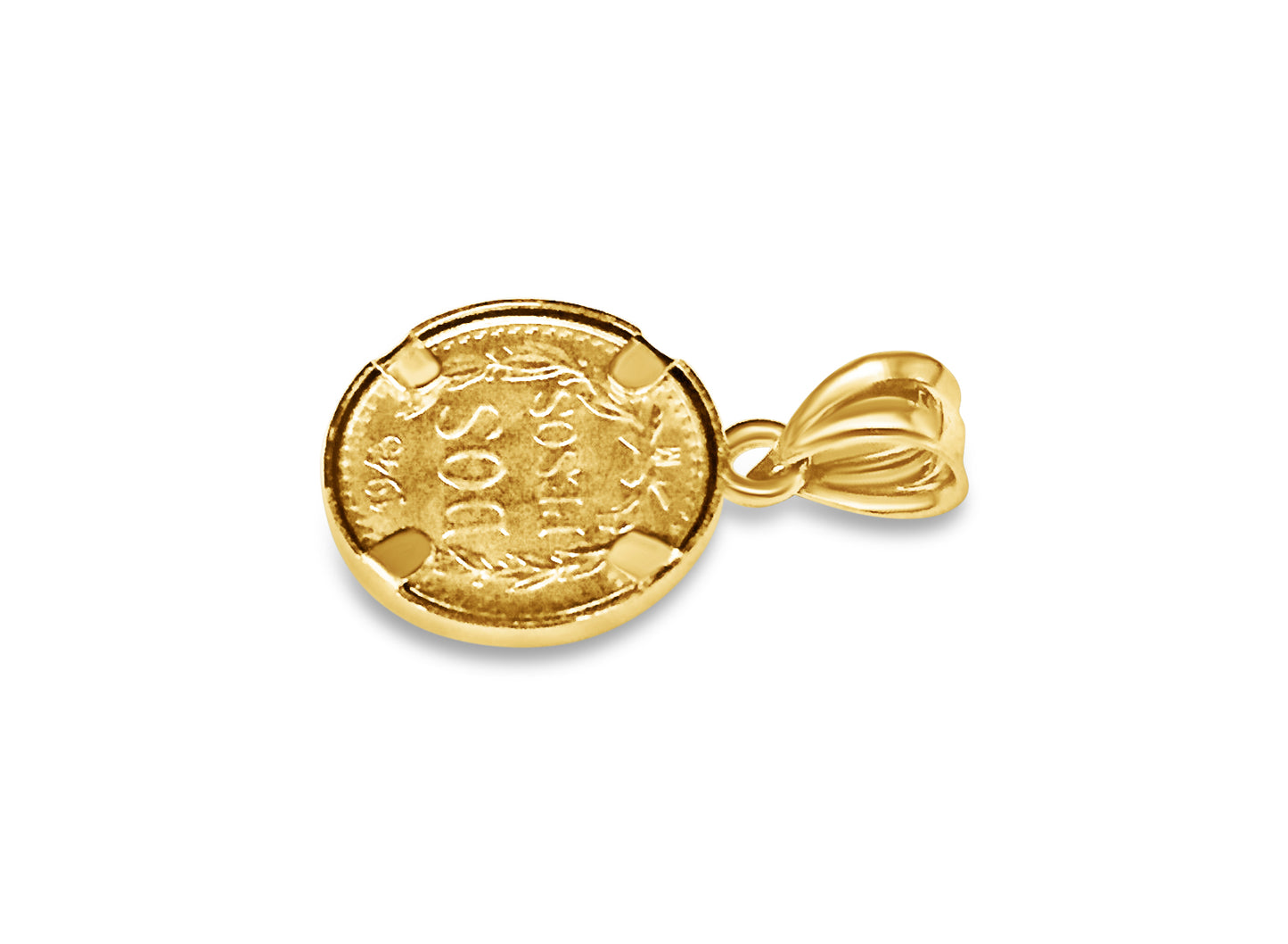 Classic Solid White/Yellow/Rose Gold Handmade Coin Pendant , Dos Pesos Coin ,