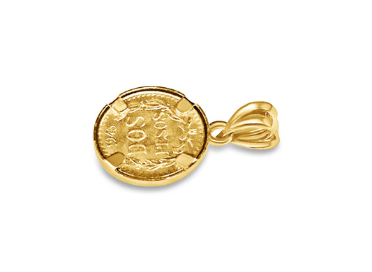 Classic Solid White/Yellow/Rose Gold Handmade Coin Pendant , Dos Pesos Coin ,