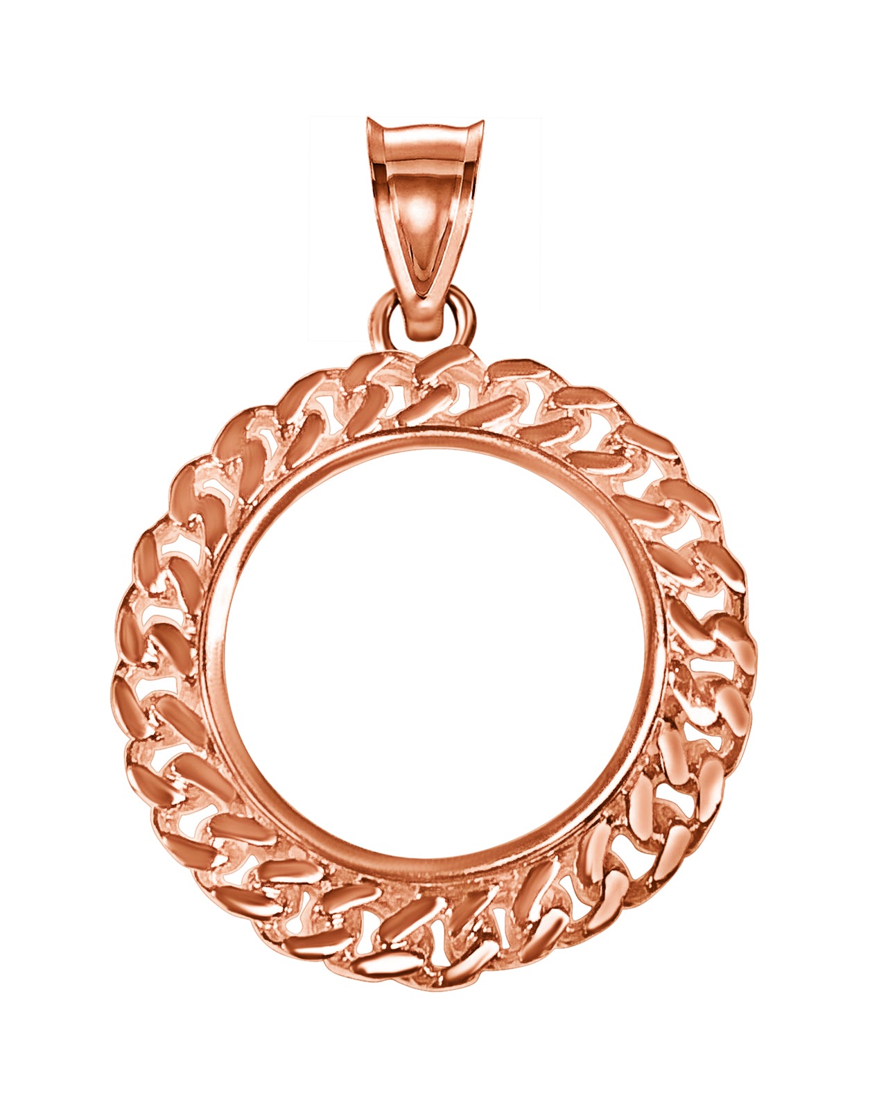 Curb Chain Link Frame Solid White/Yellow/Rose Gold Handmade Coin Pendant , 1oz Coin ,