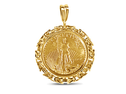 Byzantine Solid White/Yellow/Rose Gold Handmade Coin Pendant , 1/2oz Coin ,