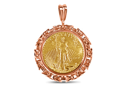 Byzantine Solid White/Yellow/Rose Gold Handmade Coin Pendant , 1/2oz Coin ,