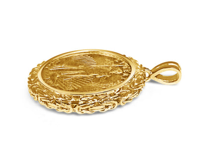 Byzantine Solid White/Yellow/Rose Gold Handmade Coin Pendant , 1/2oz Coin ,