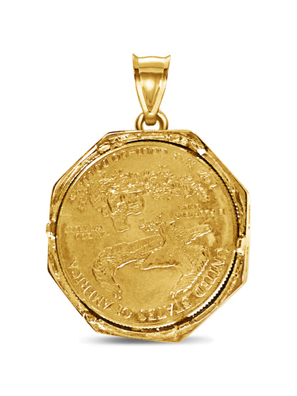 Diamond Fancy Solid White/Yellow/Rose Gold Handmade Coin Pendant , 1oz Coin ,