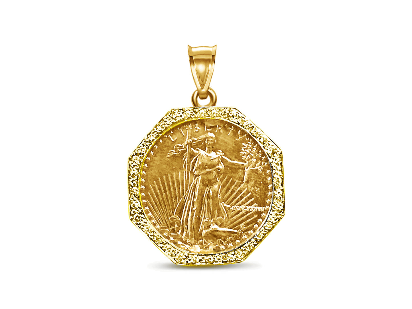 Diamond Fancy Solid White/Yellow/Rose Gold Handmade Coin Pendant , 1oz Coin ,