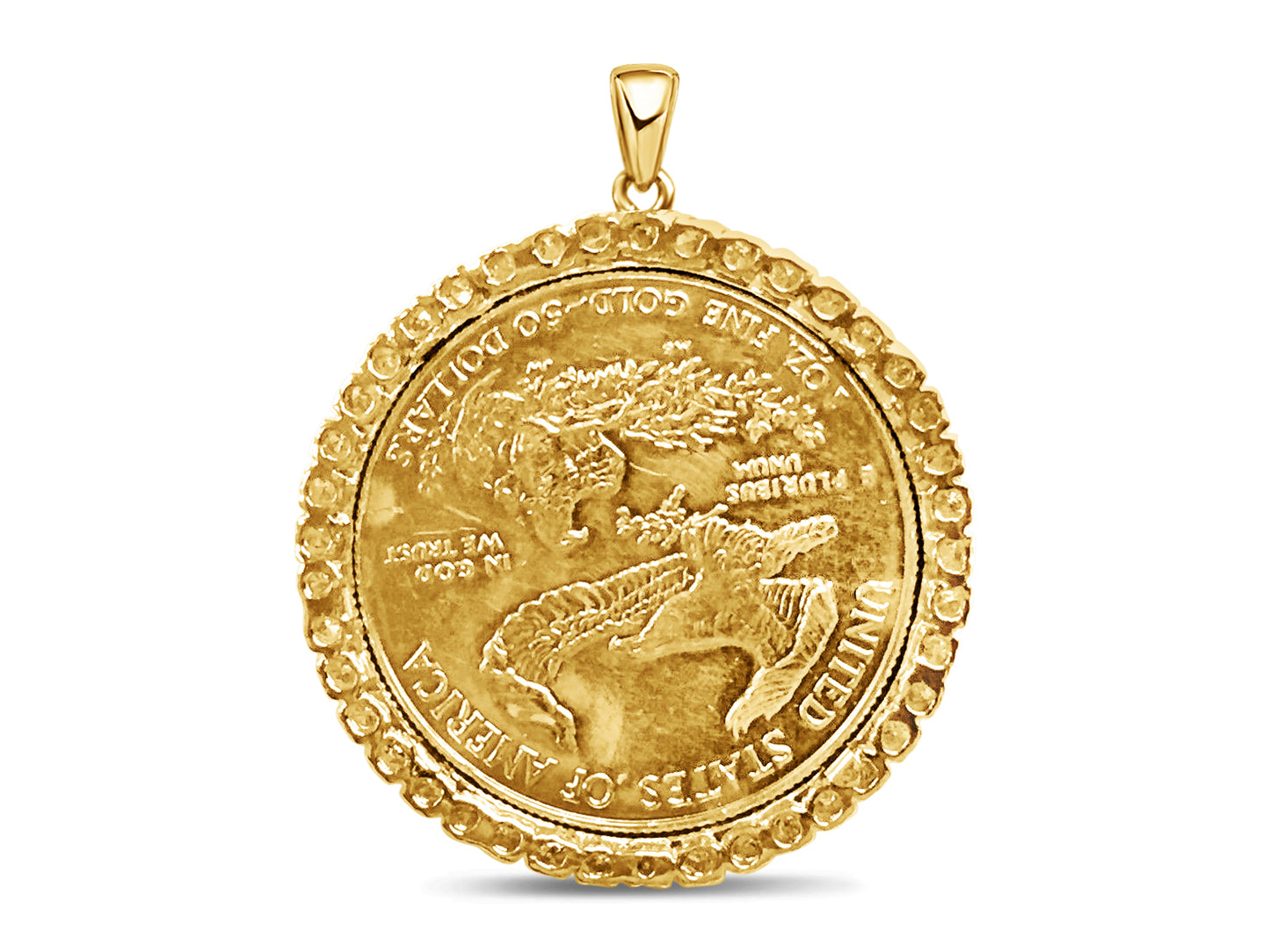 Diamond Fancy Solid White/Yellow/Rose Gold Handmade Coin Pendant , 1oz Coin ,