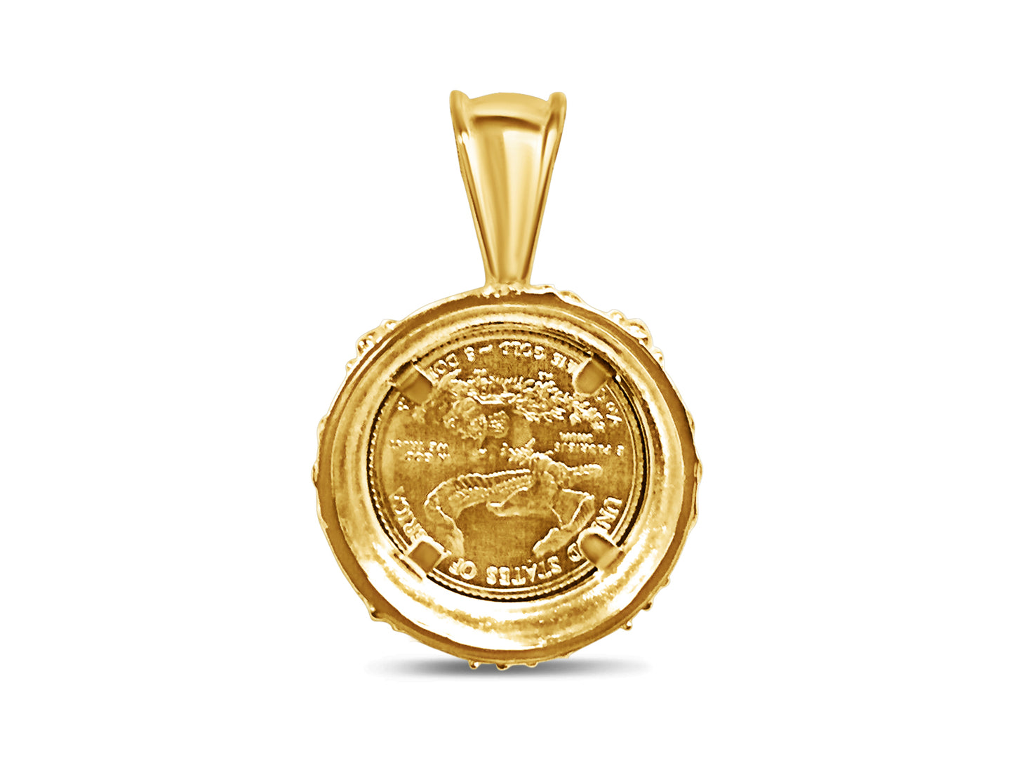 Fancy Solid White/Yellow/Rose Gold Handmade Coin Pendant , 1/10oz Coin ,